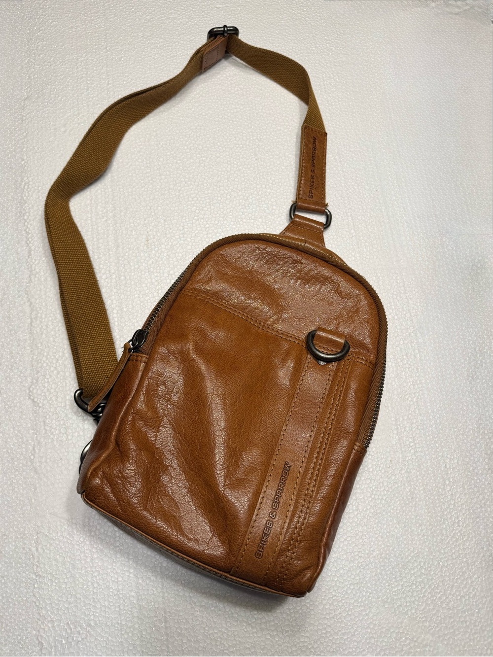 Spikes & Sparrow Brown Leather Sling Belt Bag